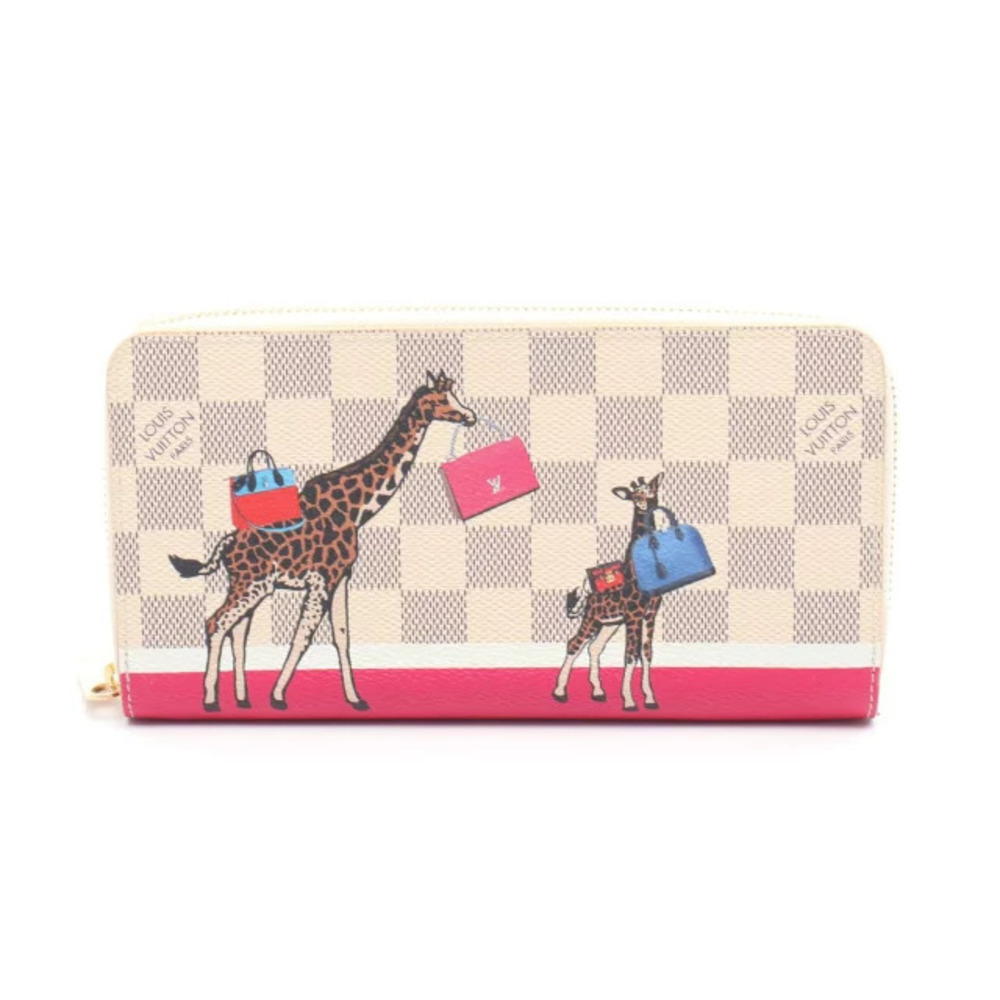 Louis Vuitton Zippy Wallet Round Long Canvas Damier Azur White Multicolor